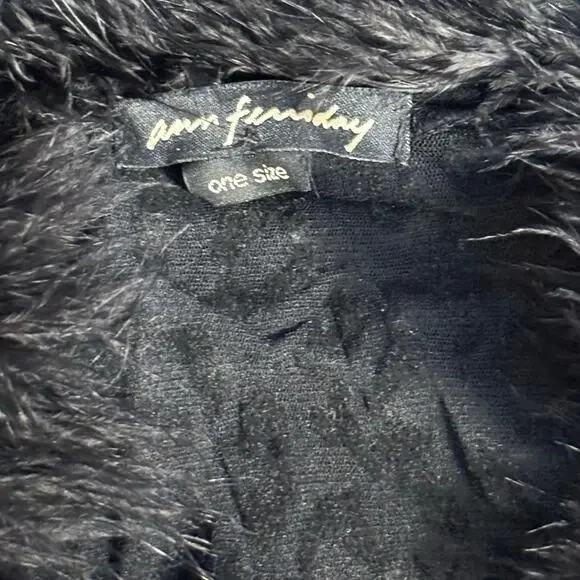 Vintage Ann Ferriday Leopard Print Lace Top Faux Fur Collar Sheer Black Gothic - Picture 8 of 10